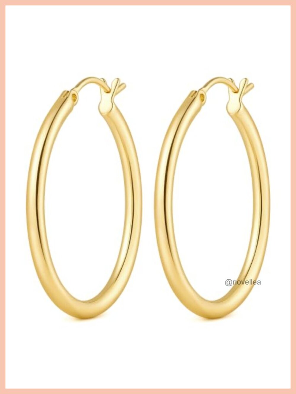 14K Gold Plated Hoop Earrings for Women Hypoallergenic - Smooth Edges 12-25mm